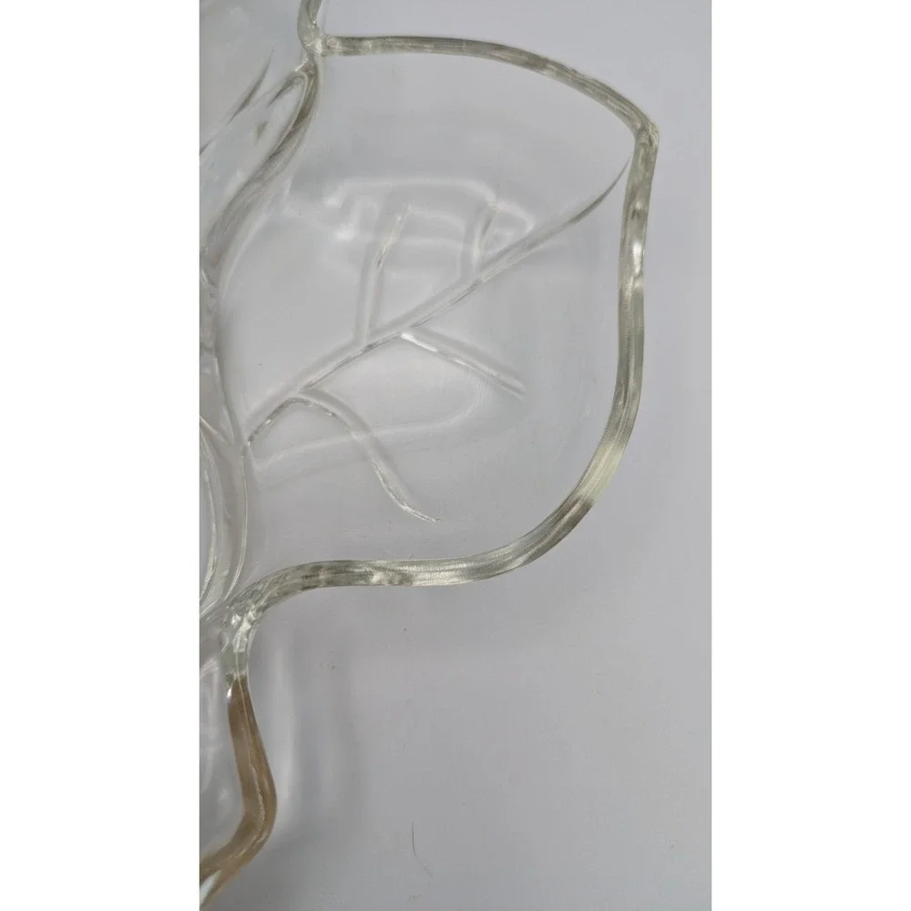 Vintage Hazel Atlas Clear Glass Leaf 3‎ Part Divided Dish 7